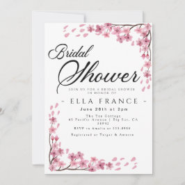 Invitación Torta Nupcial de Floral Acuarela Rosa 