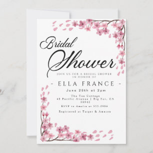 Invitación Torta Nupcial de Floral Acuarela Rosa