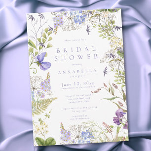 Invitación Torta Nupcial de Flores Silvestres Moradas y Salvi