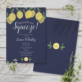 Invitación Torta Nupcial de Limón Azul Marino Main Squeeze