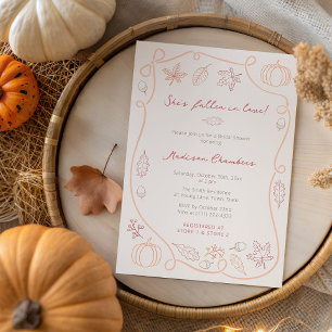 Invitación Torta Nupcial de Otoño Encantador Naranja Rojo