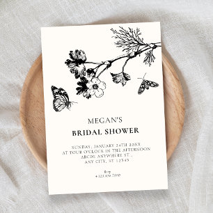 Invitación Torta nupcial de rama floral rústica vintage