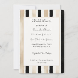 Invitación Torta Nupcial de Rayas Blancas y Negras con Crema 