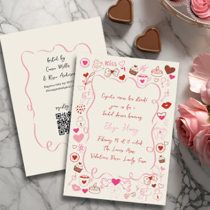 Invitación Torta Nupcial de San Valentín con Garabatos Capric