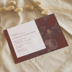 Invitación Torta Nupcial de Terracota Floral Rústica Vintage