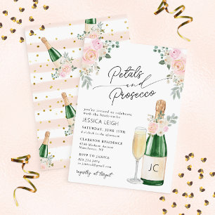 Invitación Torta Nupcial de Vino Espumoso Petalos y Prosecco