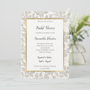 Invitación Torta Nupcial Floral Crema Blanca Chic
