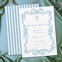 Torta Nupcial Floral Dibujada a Mano Azul Capricho