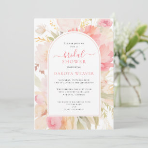 Invitación Torta Nupcial Floral Rosa Acuarela