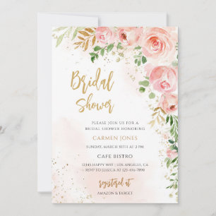 Invitación Torta Nupcial Floral Rosa Claro
