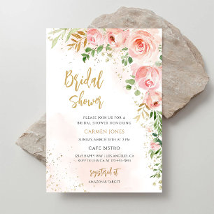 Invitación Torta Nupcial Floral Rosa Claro