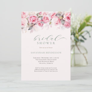 Invitación Torta Nupcial Floral Suave Editable 