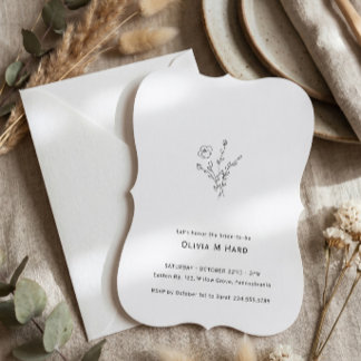 Invitación Torta Nupcial Minimalista Floral Rústica