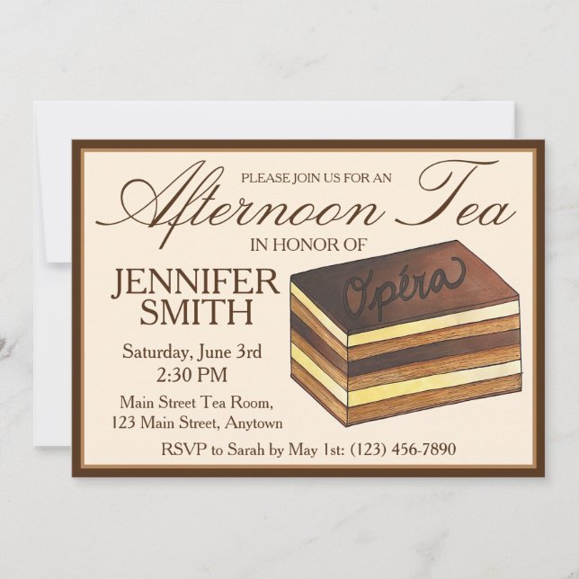 Invitación Torta Opera Fiesta de Despedida de Soltera Té de l (Anverso)