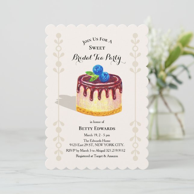 Invitación Torta Postre Dulce Despedida de Soltera Personaliz (Anverso de pie)
