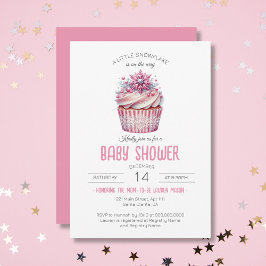 Invitación Torta rosa Bebé Sprinkle Chica de invierno Baby Sh