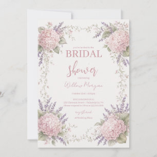 Invitación Torta rosa Hydrangea Baby Shower Lavanda