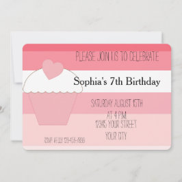 Invitación Torta rosa Ombre Stripes Cumpleaños