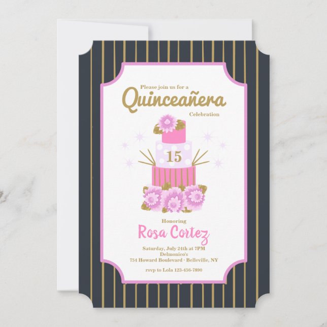 Invitación Torta sabrosa Quinceañera (Anverso)