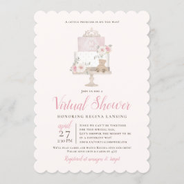 Invitación Torta Tiara de Baby Shower virtual de larga distan