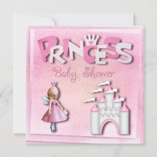 Invitación Torta y Castillo de Cumpleaños de la Princesa Rosa