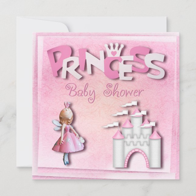 Invitación Torta y Castillo de Cumpleaños de la Princesa Rosa (Anverso)