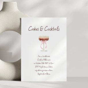 Invitación Tortas Cócteles Martini de Espresso Lazo Rosa Fies