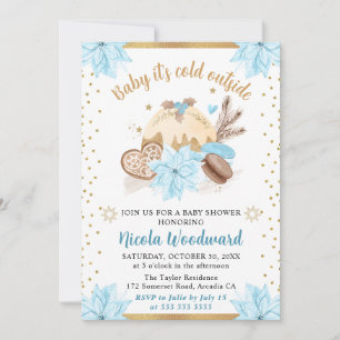Invitación Tortas y Galletas de Invierno en Acuarela Azul Bab