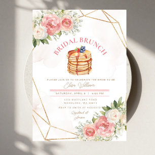 Invitación Tortita De Frutas Flores Rosadas Desayuno Brunch D