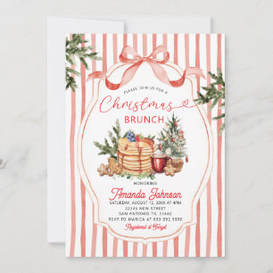 Invitación Tortita de rayas rojas Fiesta de Navidad Brunch