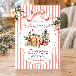 Invitación Tortita de rayas rojas Fiesta de Navidad Brunch