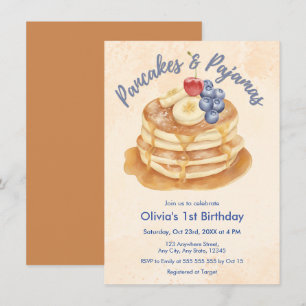 Invitación Tortitas de Arándanos y Pijamas Cumpleaños 1 año