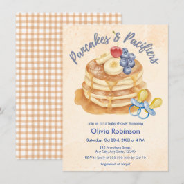 Invitación Tortitas de frutas y chupetes a cuadros Baby Showe
