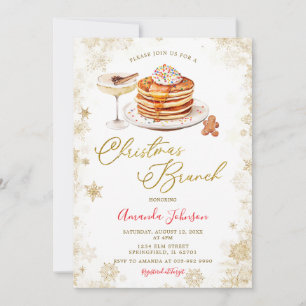Invitación Tortitas De Invierno Copos De Nieve Dorados Brunch