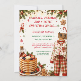 Invitación Tortitas de Navidad y fiesta de cumpleaños con pij
