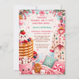 Invitación Tortitas de Navidad y fiesta de cumpleaños con pij