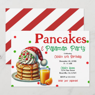 Invitación Tortitas de Santa y pijamas de Navidad Fiesta de P