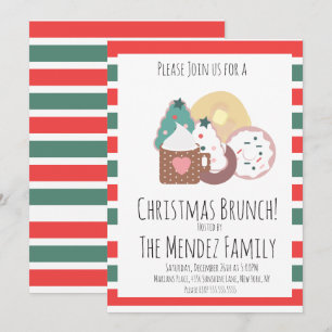 Invitación Tortitas Galletas Donas Brunch Familiar de Navidad