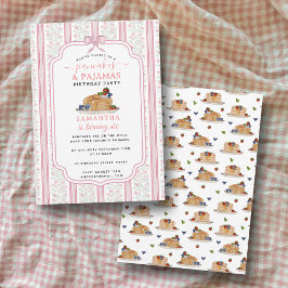 Invitación Tortitas Pijamas PJ Niña Cumpleaños Fiesta Infanti