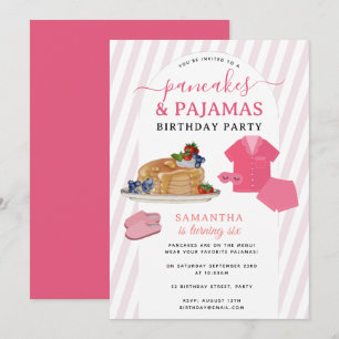 Invitación Tortitas Pijamas PJ Niña Cumpleaños Fiesta Infanti
