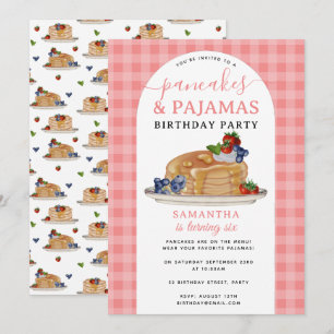 Invitación Tortitas Pijamas PJ's Niña Cumpleaños Fiesta