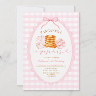Invitación Tortitas rosadas y pijamas para el tercer cumpleañ
