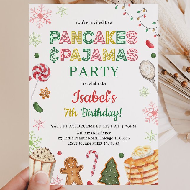 Invitación Tortitas y pijamas Cumpleaños de Navidad (Subido por el creador)