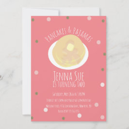 Invitación Tortitas y Pijamas Fiesta de Chicas Confeti Rosa
