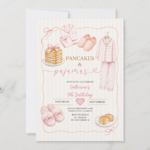 Invitación Tortitas y pijamas para cumpleaños de niñas