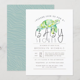 Invitación Tortuga acuarela | Baby Shower acuático