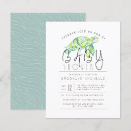 Invitación Tortuga acuarela | Baby Shower acuático