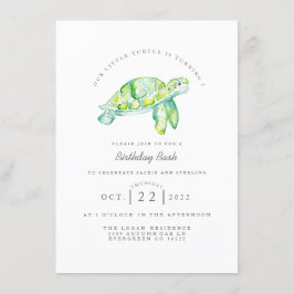 Invitación Tortuga acuarela | Cumpleaños de Ocean Life
