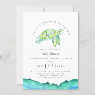 Invitación Tortuga acuarela   Ocean Life Baby Shower