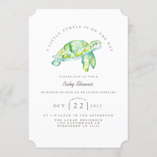 Invitación Tortuga acuarela | Ocean Life Baby Shower